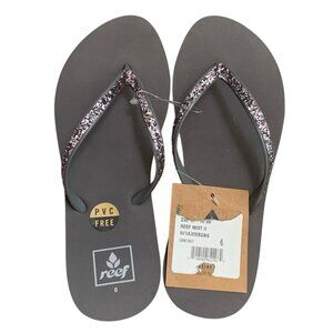 Reef Mist II Flip Flop Sandals Womens Size 6 Grey Silver Glitter New